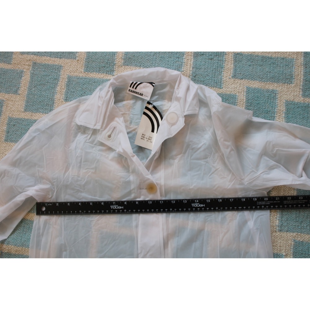 Vtg UniRoyal M 36-38 Clear Pak-A-Way Rainwear Long Belt Trench Coat Button Front - Picture 9 of 9